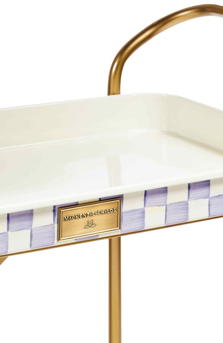 MACKENZIE CHILDS Violet Check Enameled Steel 2-Tier Kitchen Cart, Alternate, color, Violet