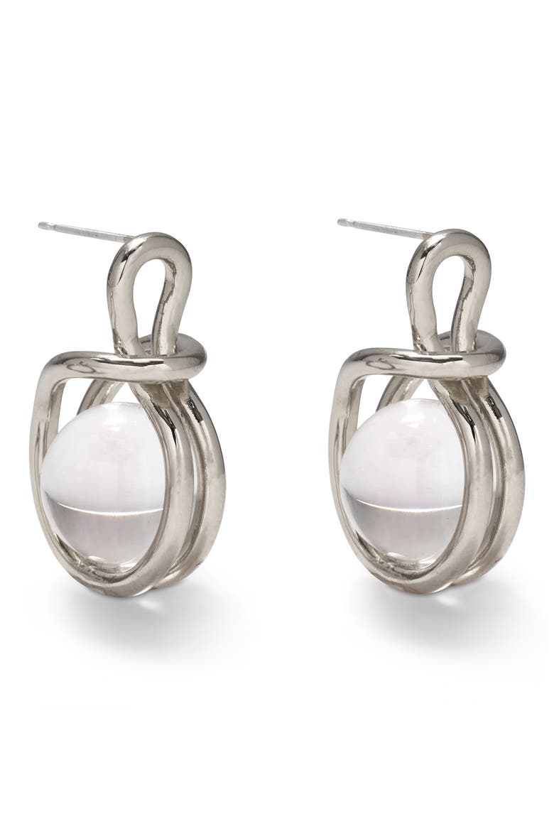 Sling Quartz Drop Earrings, Main, color, SILVER