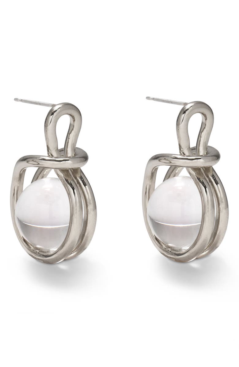 Lady Grey Sling Quartz Drop Earrings, Main, color, Silver