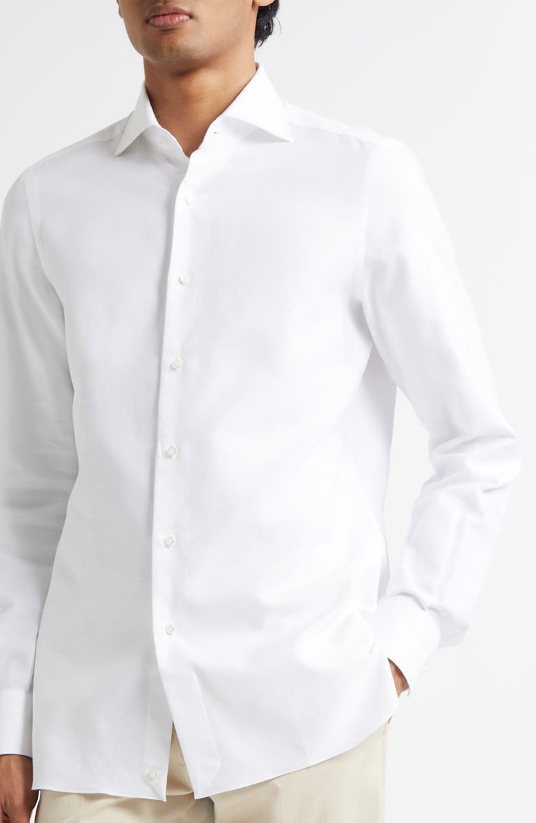 ISAIA Cotton Button-Up Shirt, Alternate, color, White 01