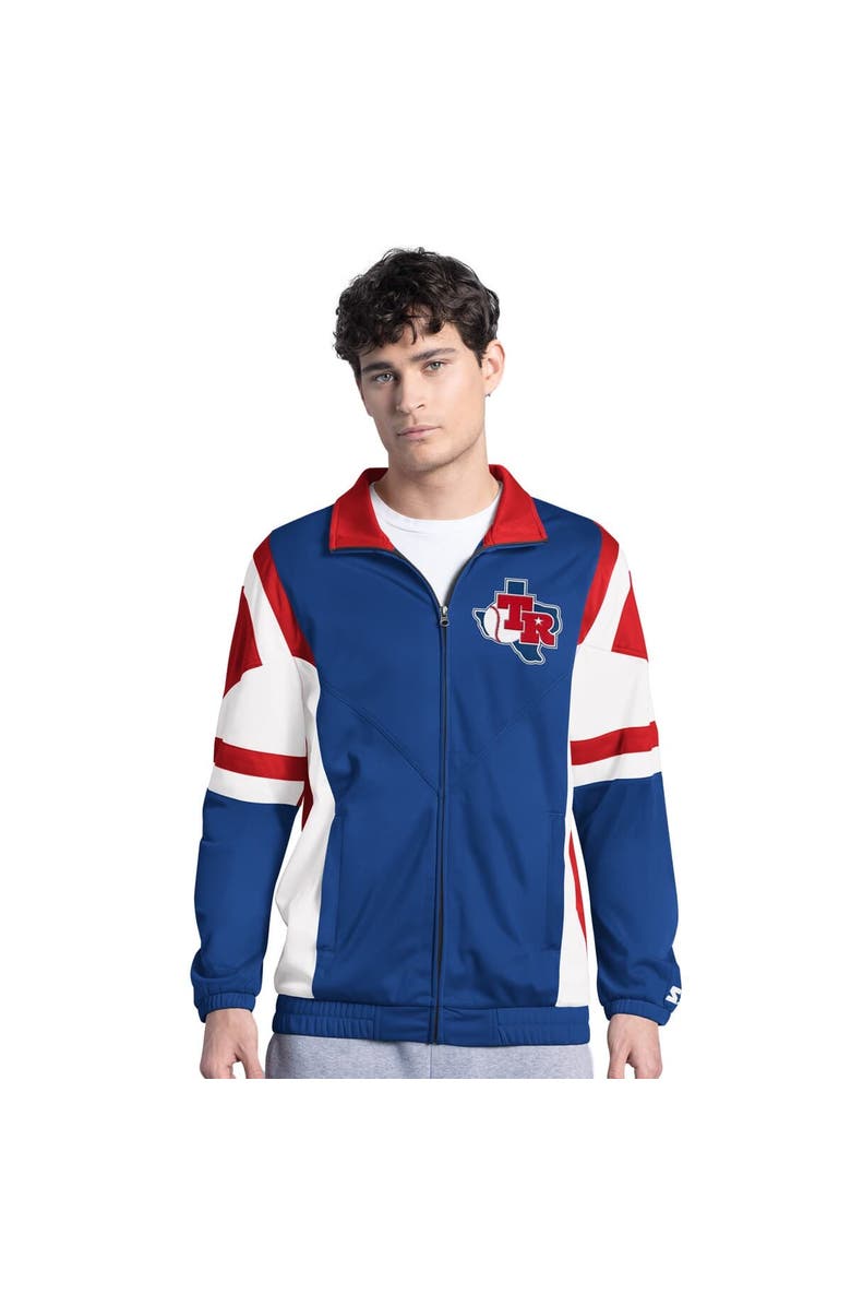 STARTER Men's Starter Royal/Red Texas Rangers Contender Tricot Full-Zip Track Jacket, Alternate, color, Royal