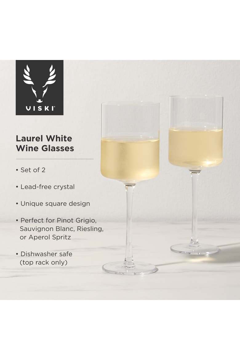 Laurel Crystal White Wine Glasses Set of 2, Alternate, color, Clear