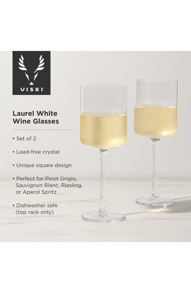 Viski Laurel Crystal White Wine Glasses Set of 2, Alternate, color, Clear
