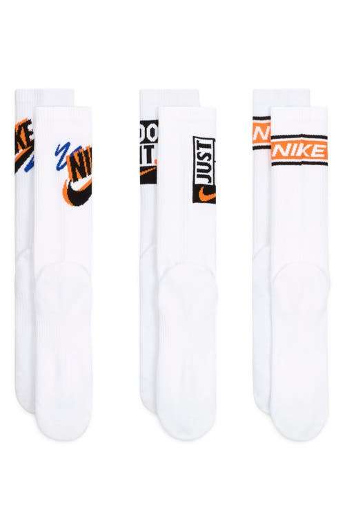 Nike Assorted 3-pack Dri-fit Crew Socks In White