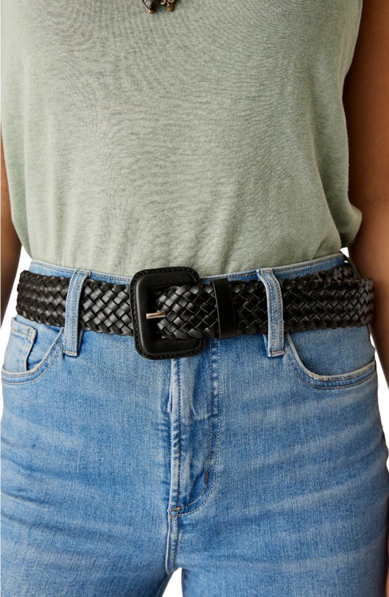Carve Designs Woven Leather Belt, Main, color, Black