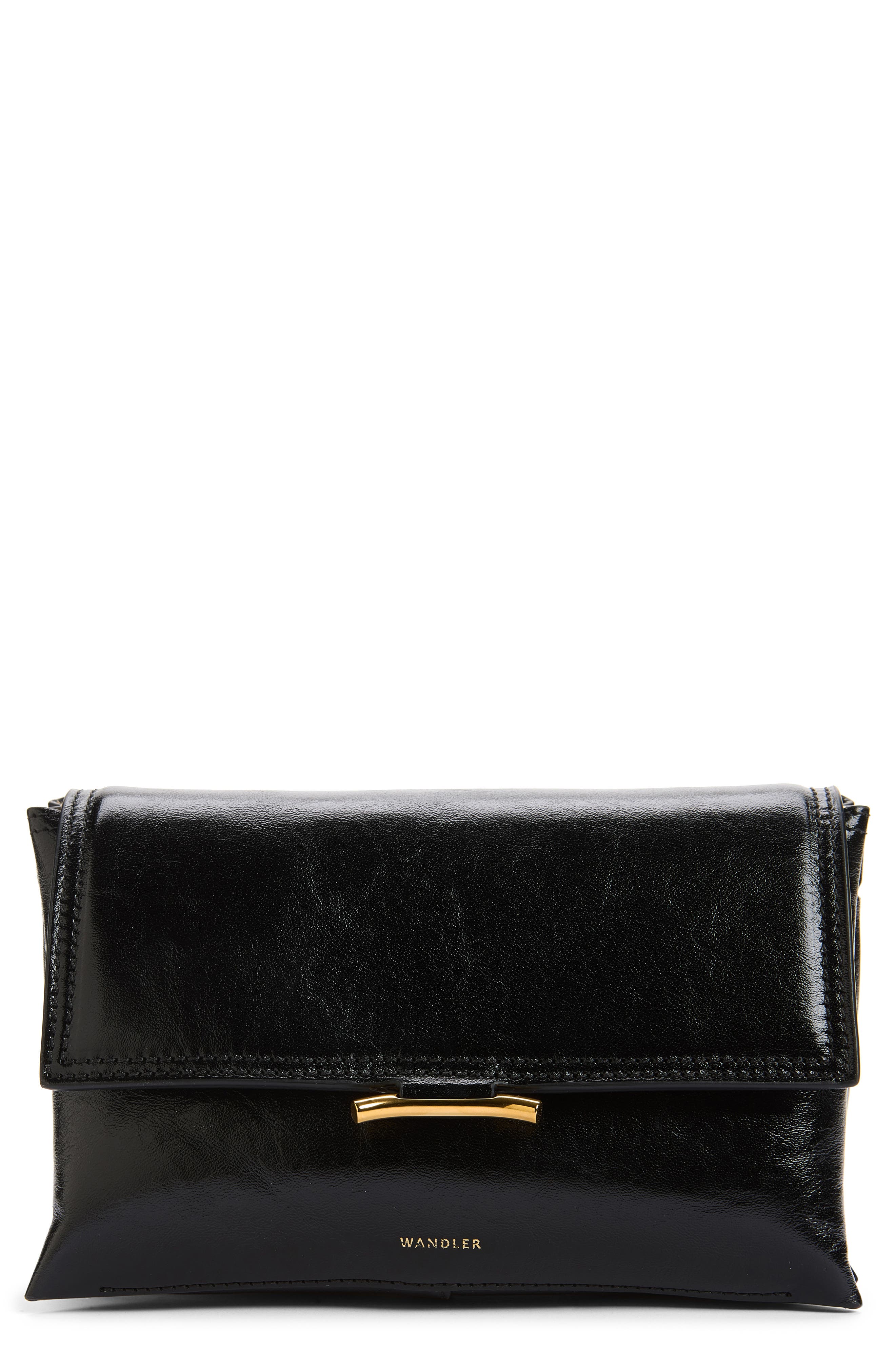 Ida Trio Leather Clutch, Main, color, BLACK GLAZE