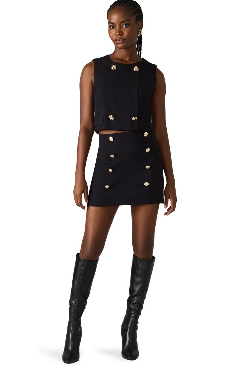 Steve Madden Adaire Double Breasted Miniskirt, Alternate, color, Black