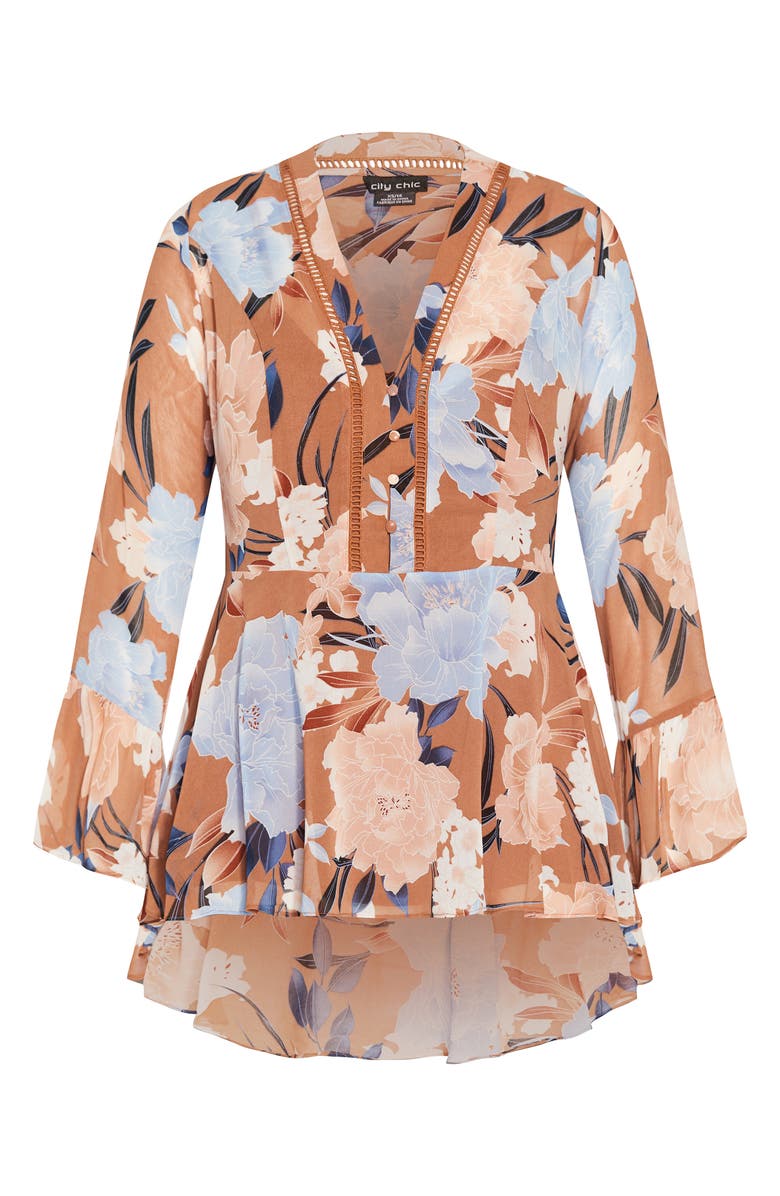 City Chic Caroline Floral V-Neck Tunic Top, Alternate, color,