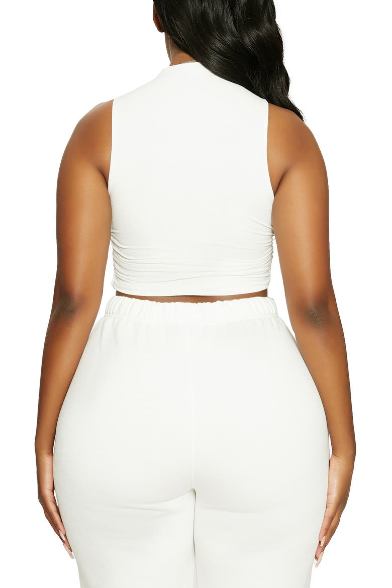 x Lori Harvey Side Ruched Crop Tank, Alternate, color, WHITE