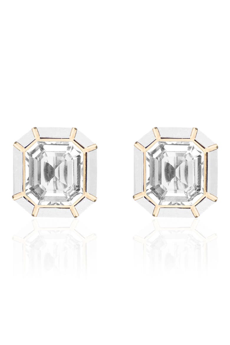 Mélange Emerald-Cut Stud Earrings, Main, color, CLEAR / WHITE