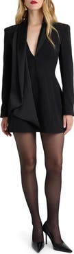 Bardot Sonia Pleated Shawl Collar Long Sleeve Minidress