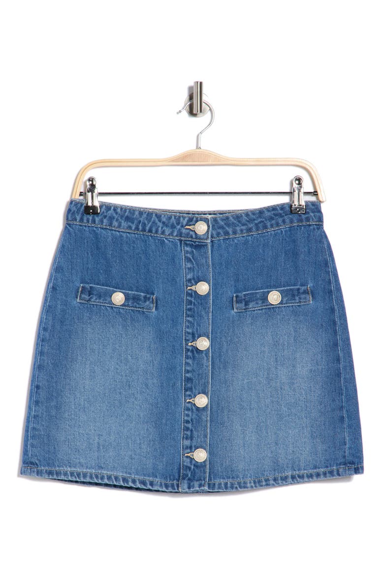 Crested Button Denim Miniskirt, Alternate, color, HILMAR