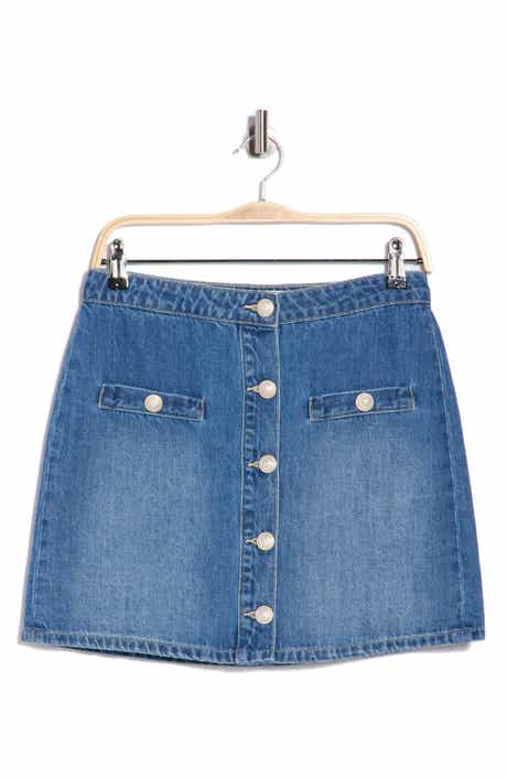 L'AGENCE Crested Button Denim Miniskirt