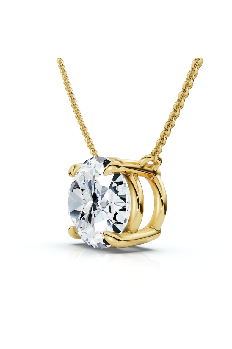 Certified 3Ct Diamond Oval Solitaire Pendant 14k Gold 18" Women's Chain Lab Grown, Main, color, Yellow Gold