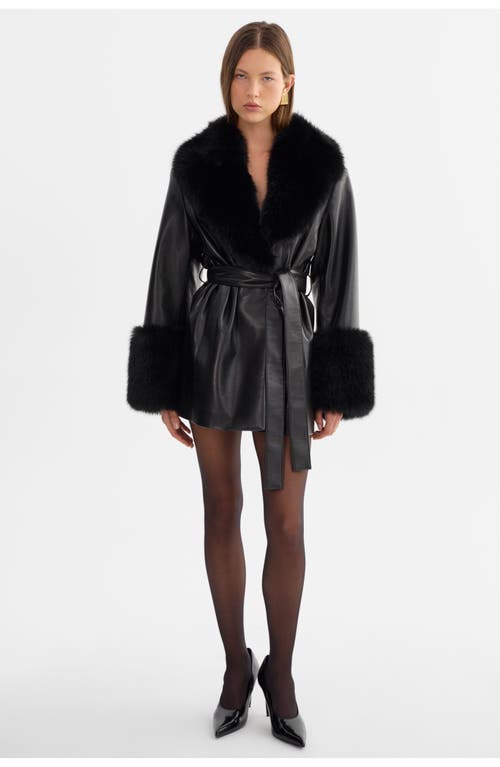 Lamarque Rosabella | Recycled Leather Mid-length Coat In Black