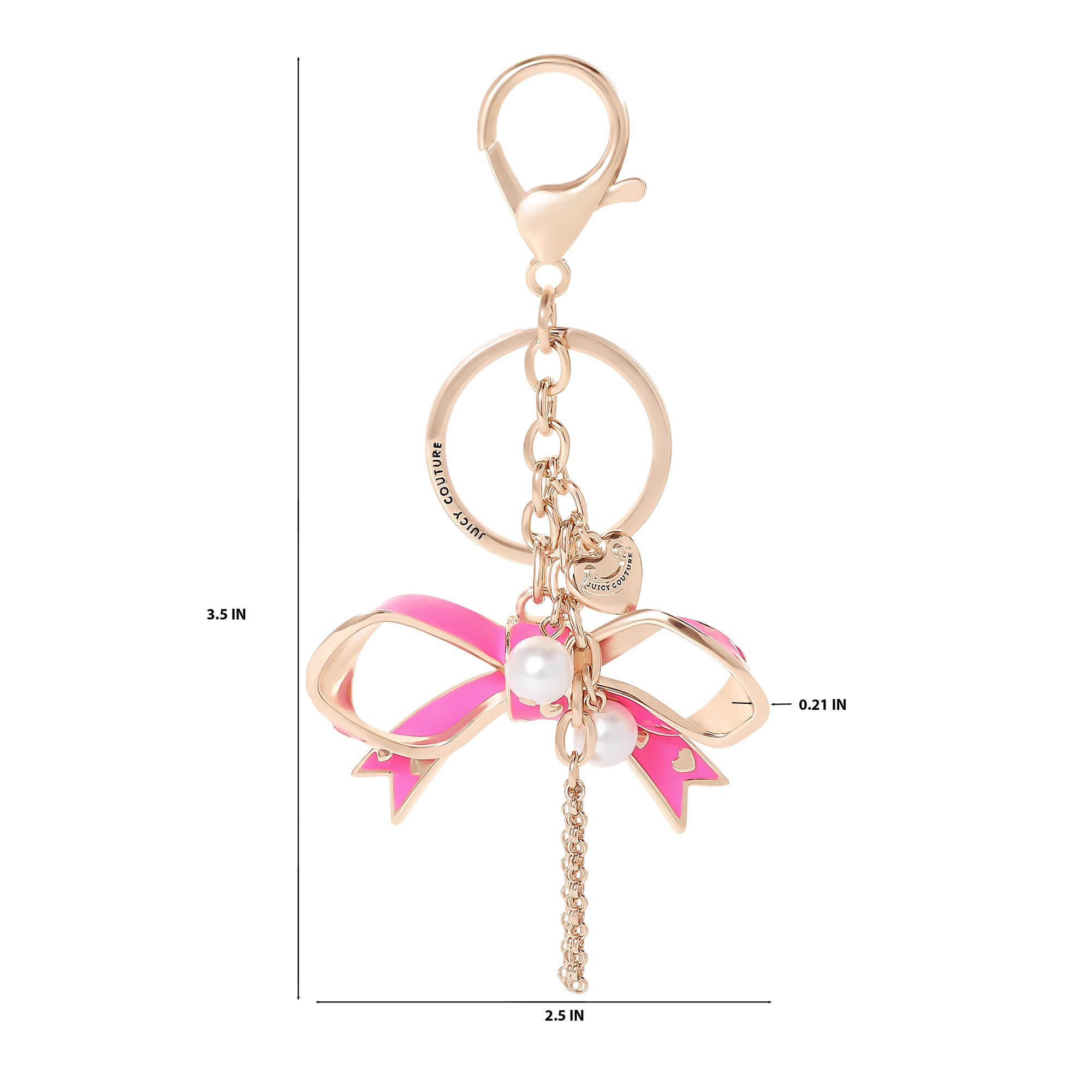 Juicy Couture Bow Charm Gold Keychain, Alternate, color, Rose Gold, Pink