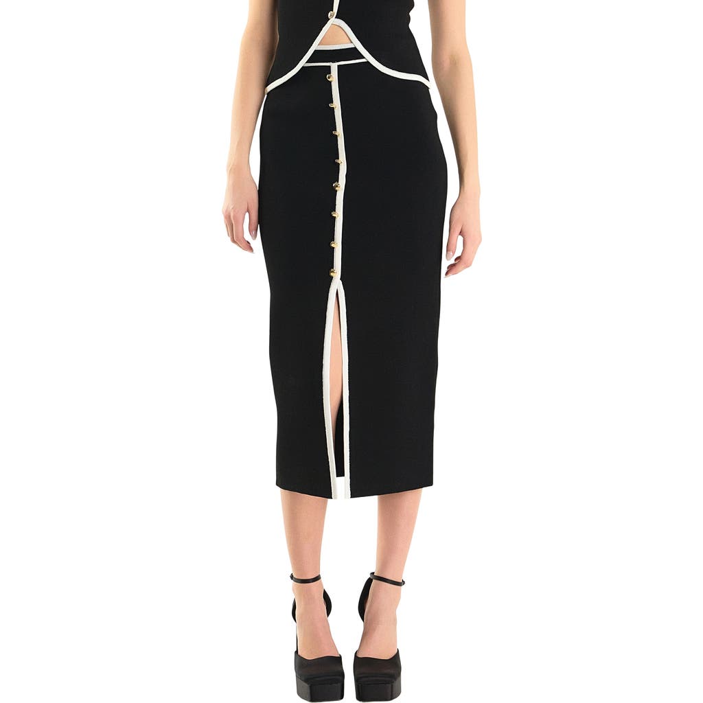 Endless Rose Contrast Front Slit Maxi Sweater Skirt