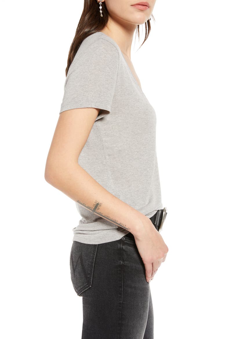 Heathered U-Neck Tee, Alternate, color, GREY HEATHER
