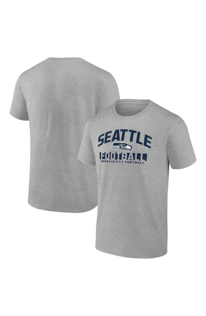 FANATICS Men's Fanatics Heather Gray Seattle Seahawks Screen Blocking T-Shirt, Main, color, 