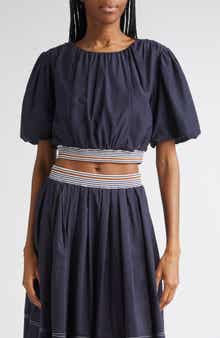 Veronica Beard Gabriela Cotton & Silk Crop Top