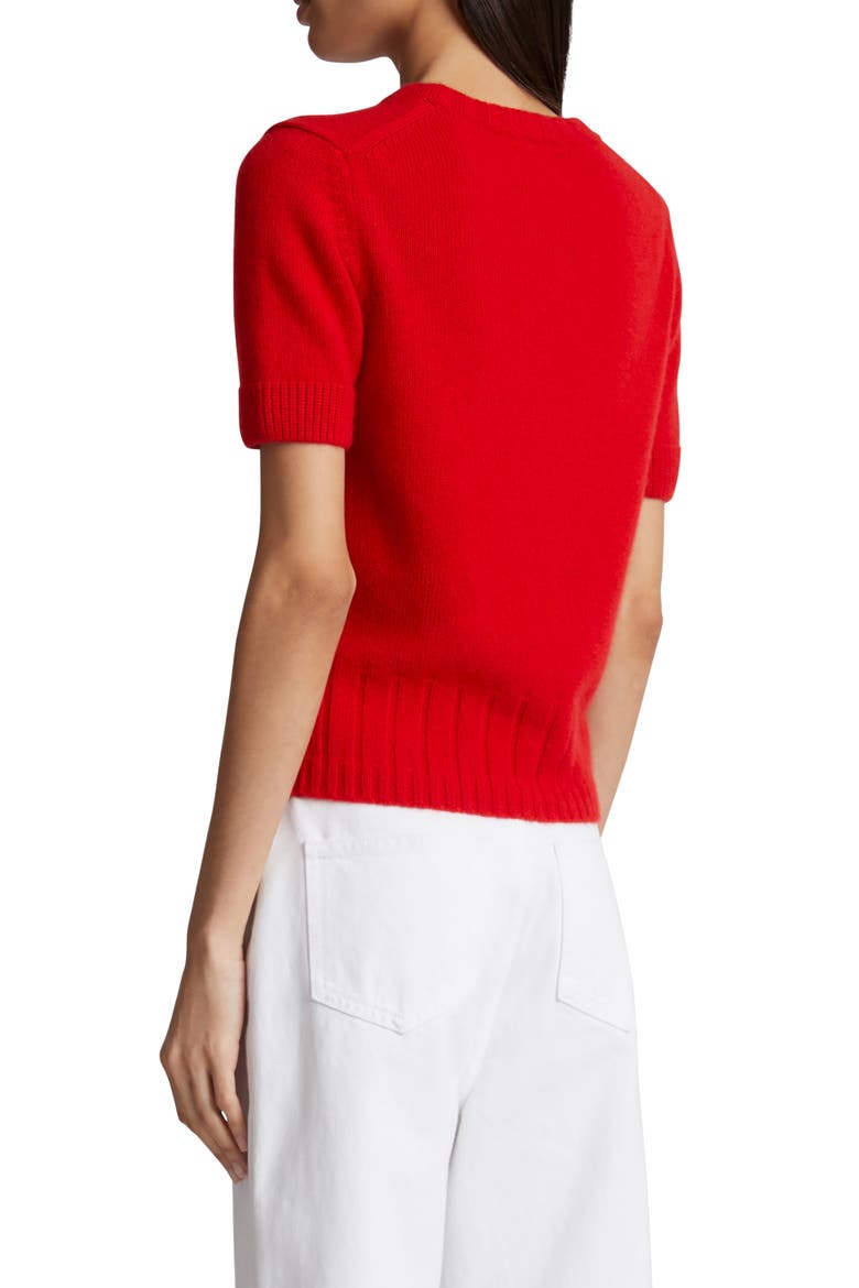 Luphia Short Sleeve Cashmere Sweater, Alternate, color, FIRE RED
