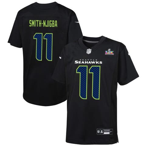 Youth Nike Jaxon Smith-Njigba Black Seattle Seahawks Super Bowl LX Patch Carbon Fashion Game Jersey