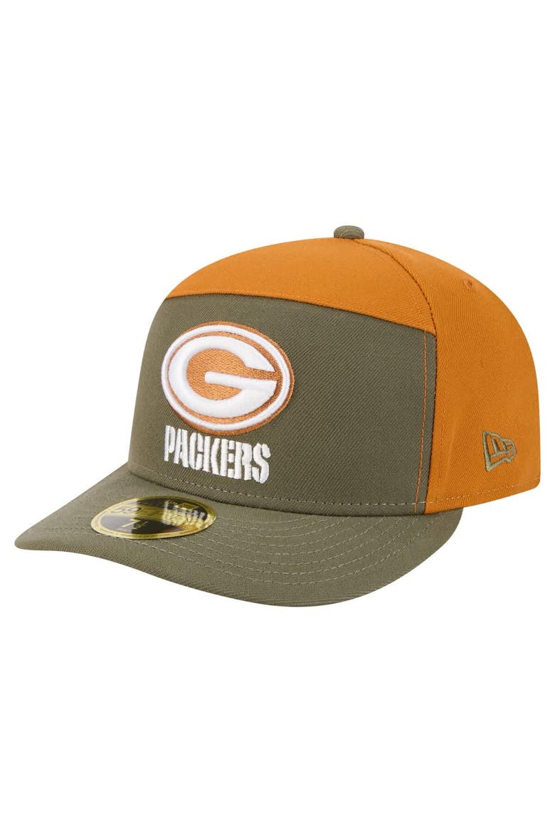 Men's New Era Olive/Brown Green Bay Packers Two-Tone Color Pack Split Panel 59FIFTY Fitted Hat, Main, color, Olive