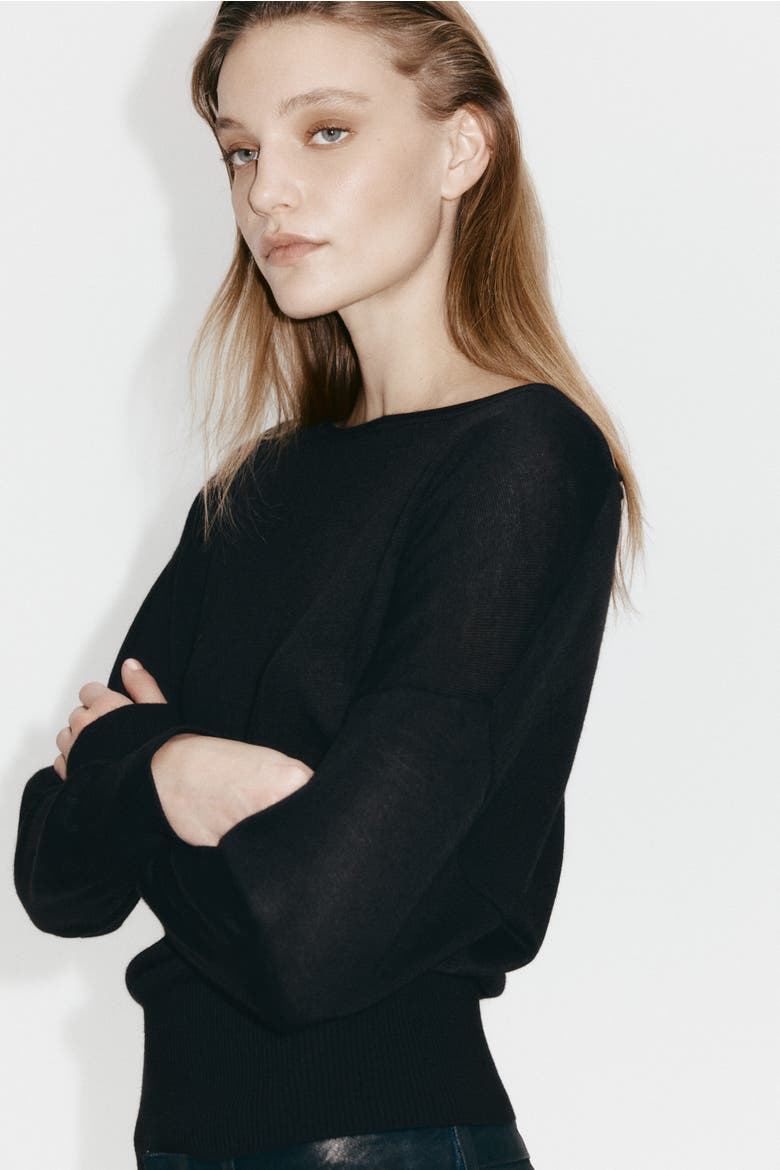Fine-knit One-shoulder Top, Main, color, Black