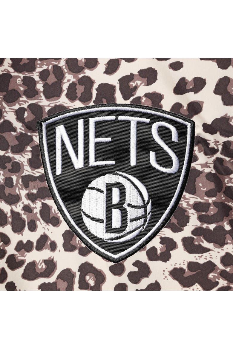 Women's DKNY Sport Leopard Brooklyn Nets Gabriella Windbreaker Half-Zip Hoodie, Alternate, color, Leopard
