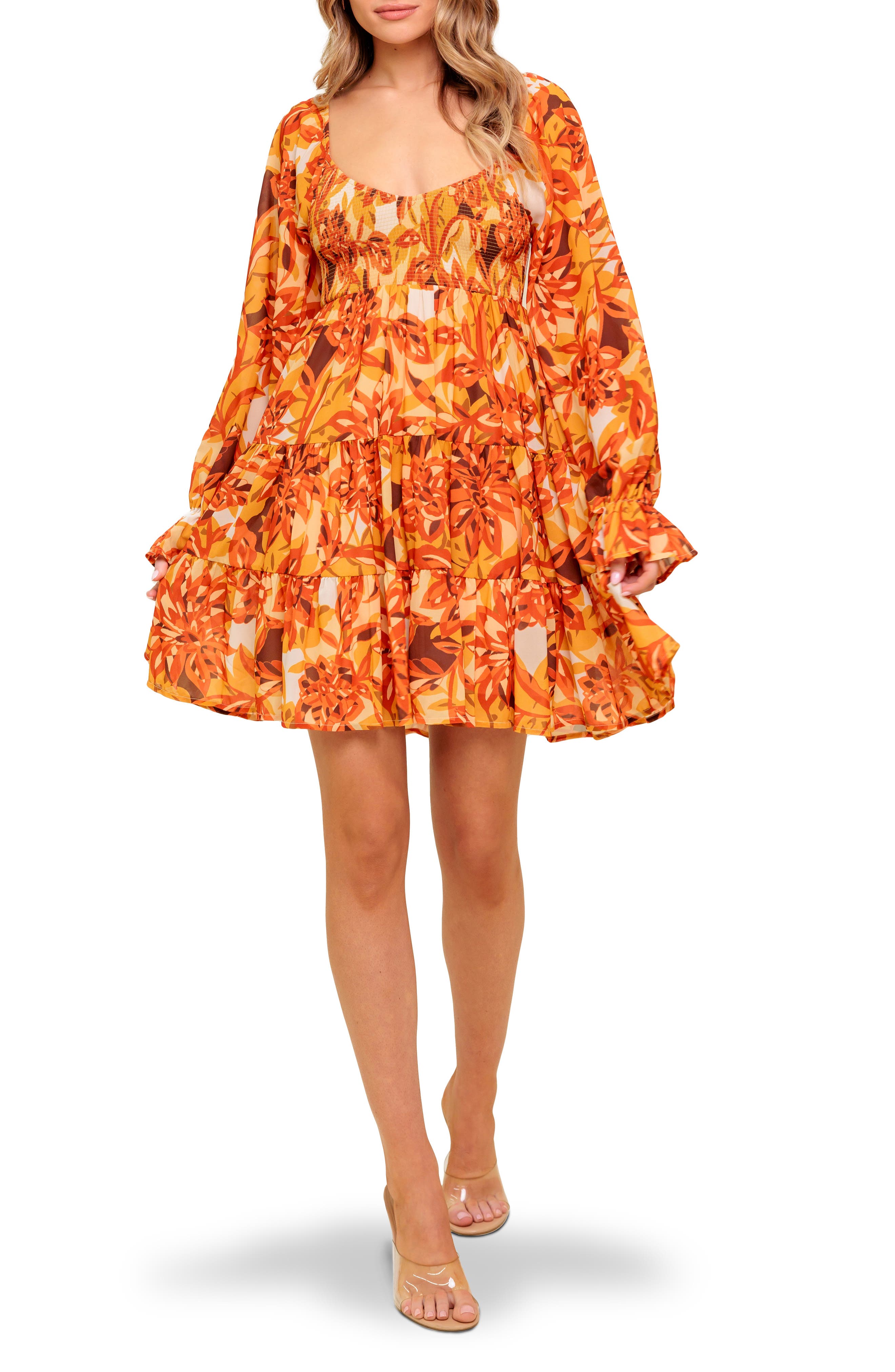 FLYING TOMATO Long Sleeve Babydoll Dress