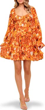 FLYING TOMATO Long Sleeve Babydoll Dress