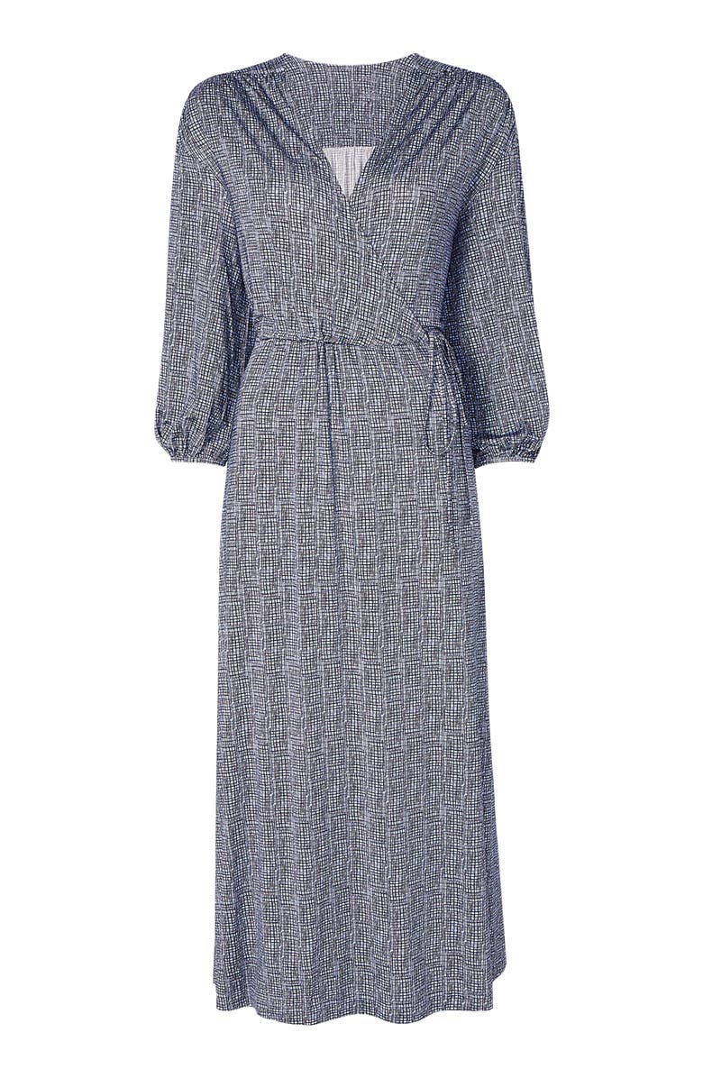 M.M.LaFleur Hope Printed Jersey Wrap Dress, Alternate, color, Blueprint Sketch