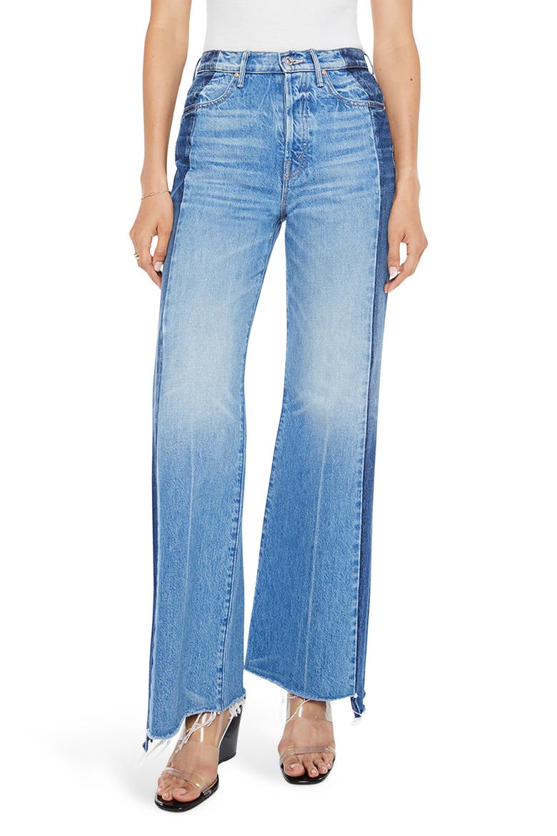 The Tux Sidestepper Sneak Frayed High Waist Bootcut Jeans, Main, color, DOUBLE STACKED