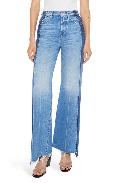 The Tux Sidestepper Sneak Frayed High Waist Bootcut Jeans (Double Stacked)