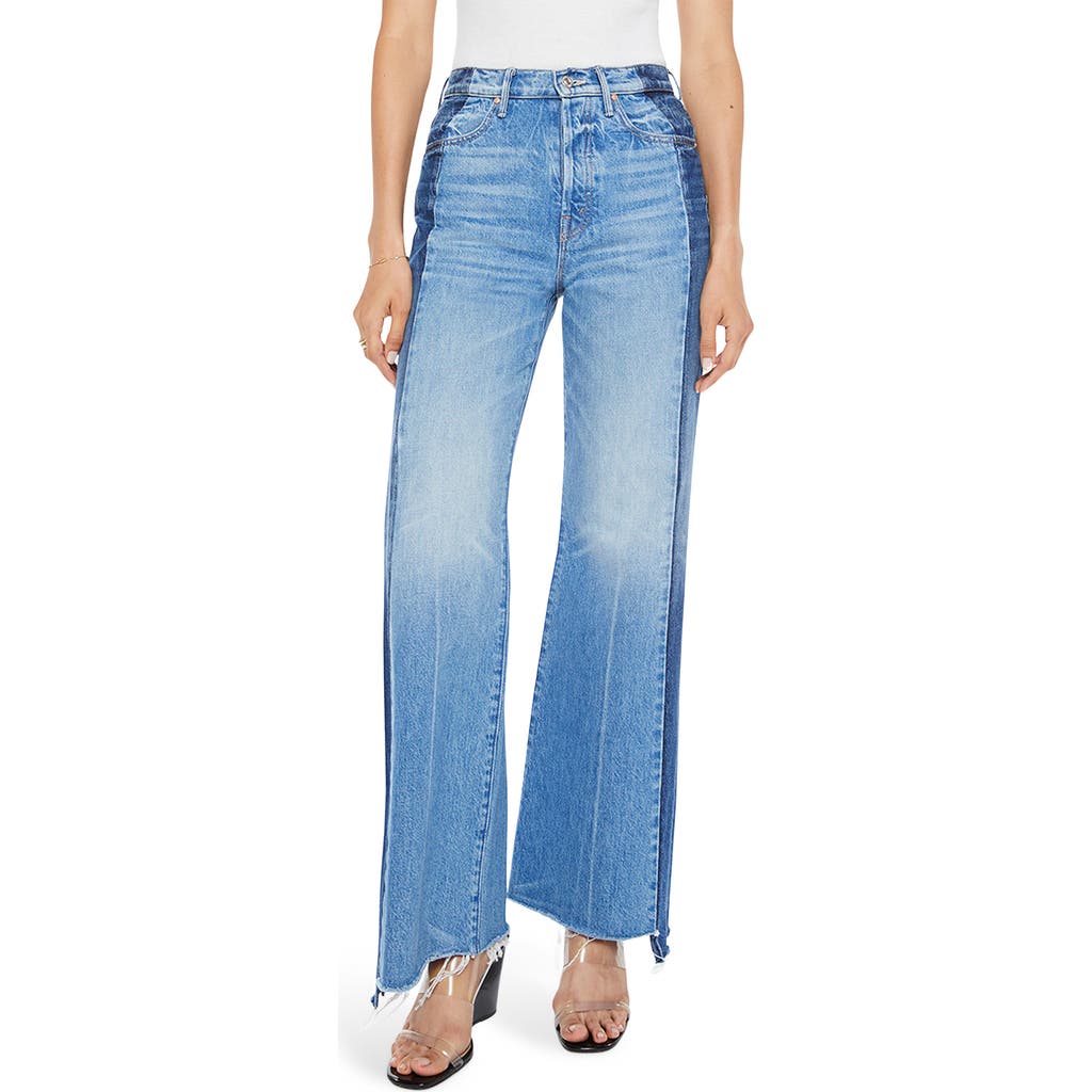 Mother The Tux Sidestepper Sneak Fray Double Stacked Jeans In Double Stacked