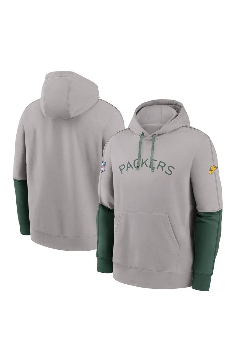Nike Men's Nike Gray Green Bay Packers Alternate Logo Club Tri-Blend Pullover Hoodie, Main, color, Gray