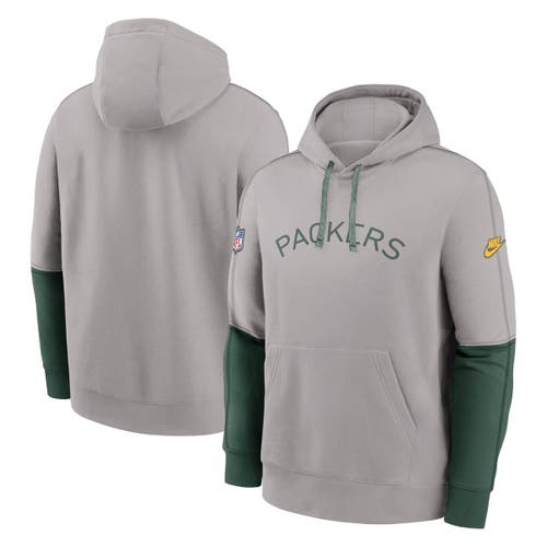 Nike Gray Green Bay Packers  Alternate Logo Club Tri-blend Pullover Hoodie