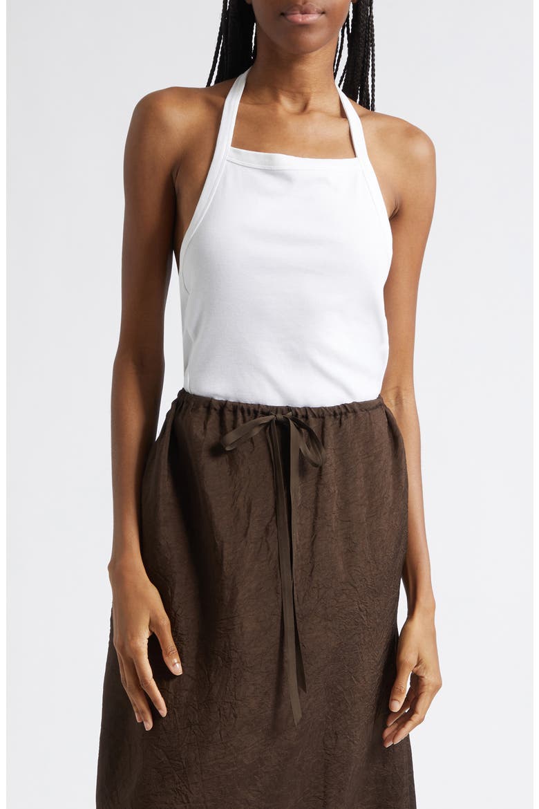 Clovis Organic Cotton Halter Tank, Main, color, MILK