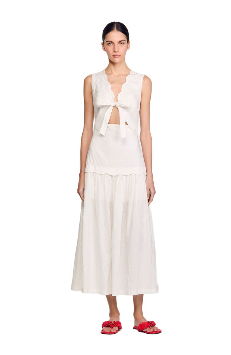 SANDRO Crinkled maxi dress with bow, Alternate, color, 