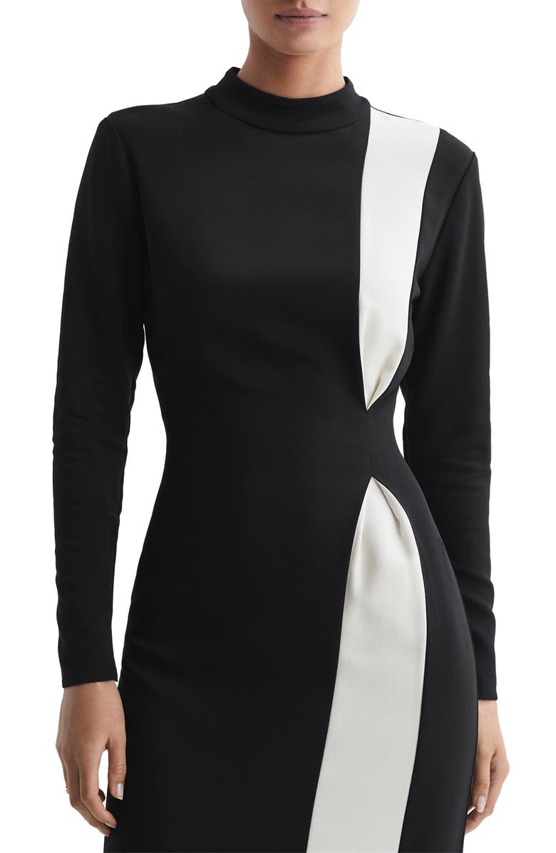 Reiss Millie Colorblock Long Sleeve Midi Dress, Alternate, color,