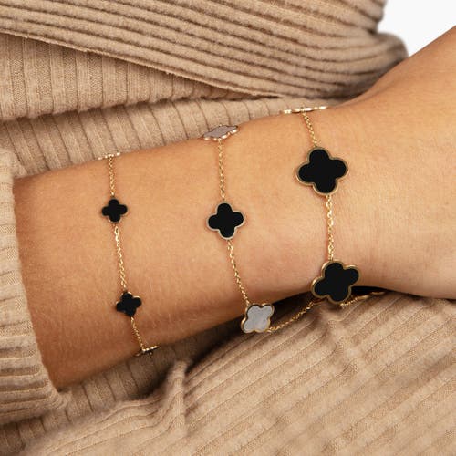 The Lovery Fine Jewelry Small Mother Of Pearl And Onyx Mixed Clover Bracelet