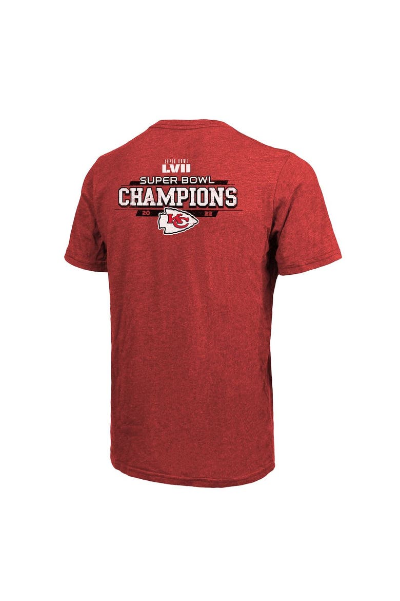 Men's Majestic Threads Red Kansas City Chiefs Super Bowl LVII Champions Running Back Tri-Blend Pocket T-Shirt, Alternate, color, Red