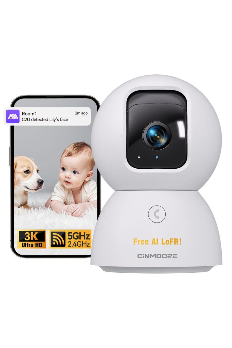Dual Band WiFi Indoor WiFi Camera, Alternate, color, White