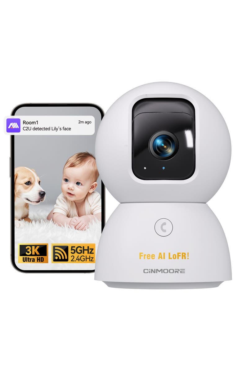 Cinmoore Single Band WiFi Indoor WiFi Camera, Alternate, color, White