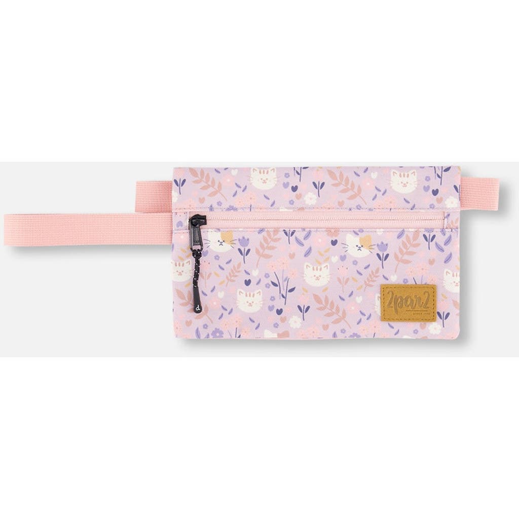 Deux Par Deux Double Pencil Case Retro Flower In Purple