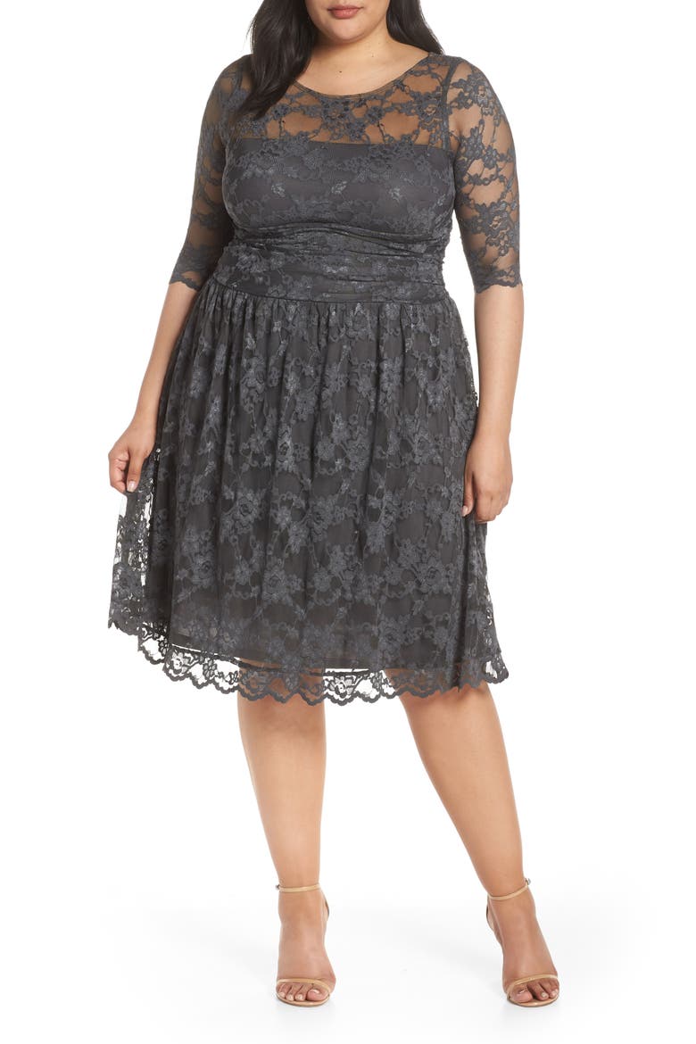 kiyonna retro glam lace dress Kiyonna Plus Size Starry Sequin Lace Cocktail Dress - Teal Topaz