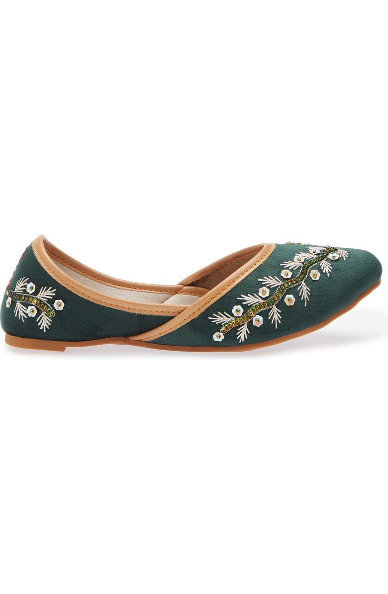FUCHSIA Rania Embroidered Jutti Flat, Alternate, color, Green