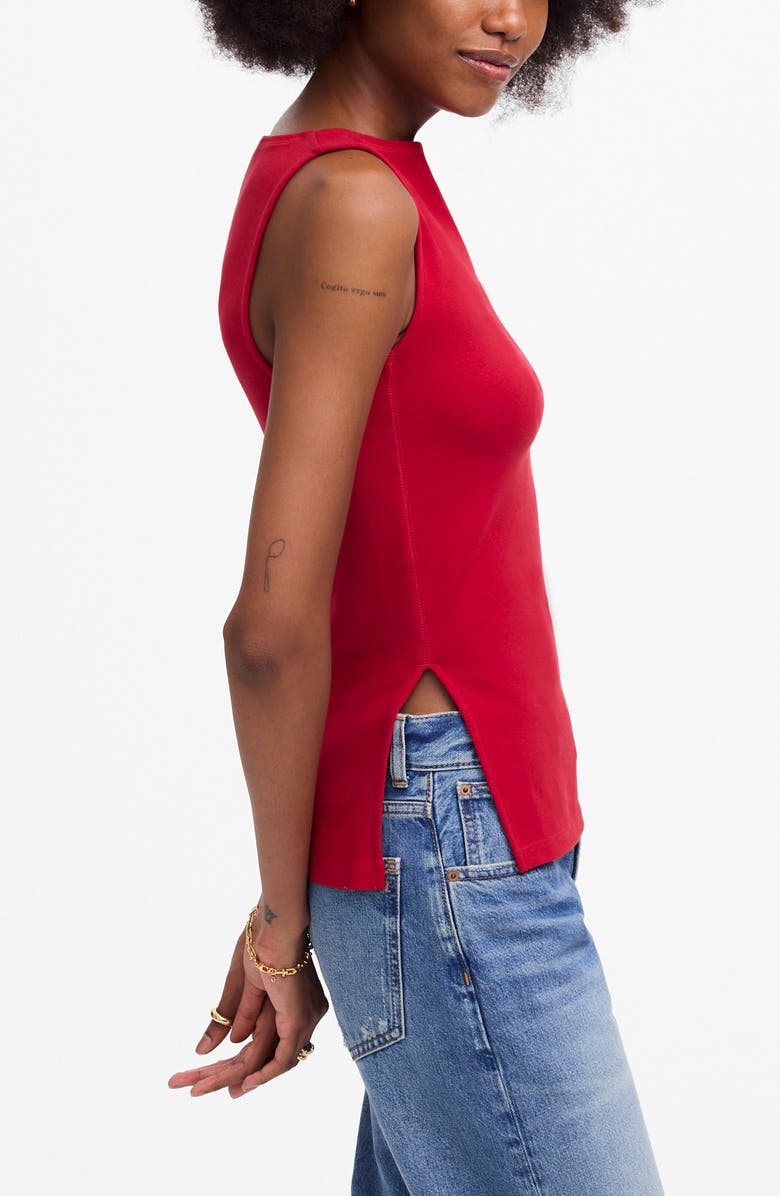 Madewell Sleeveless Boat Neck Side Slit T-Shirt, Alternate, color, Crimson