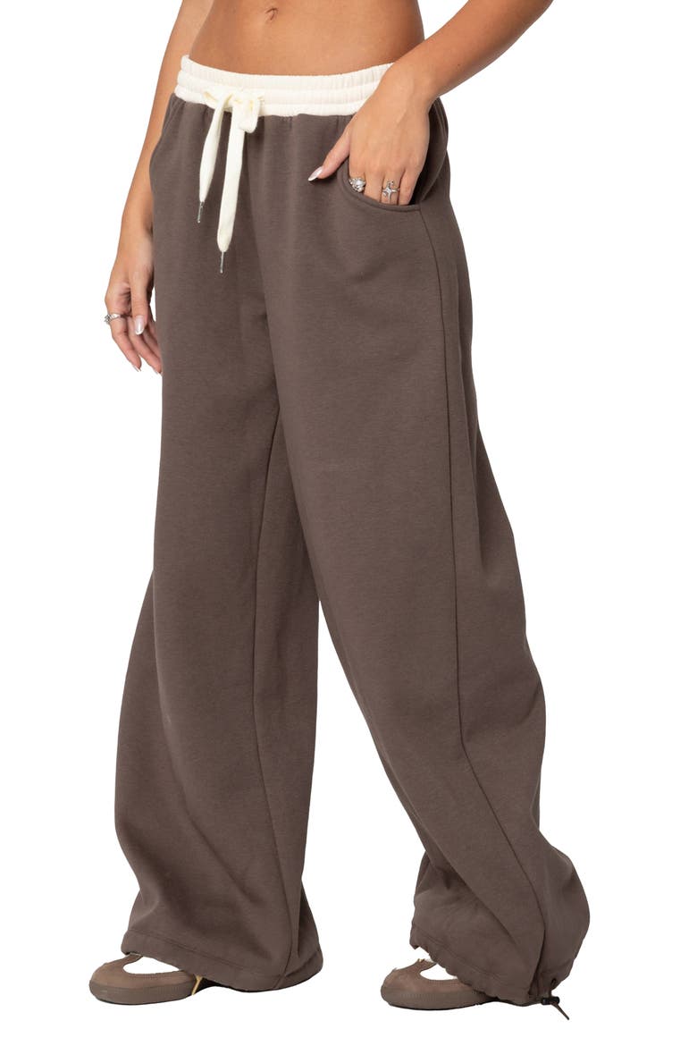 Mikki Wide Leg Sweatpants, Alternate, color, BROWN