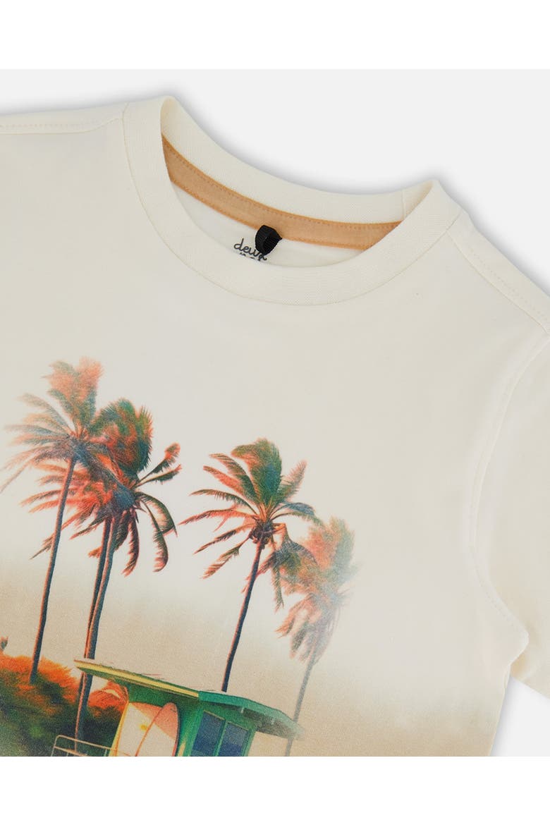 Boy's Short Sleeve Organic Cotton Graphic Tee Gradient White And Beige, Alternate, color, Gradient White And Beige